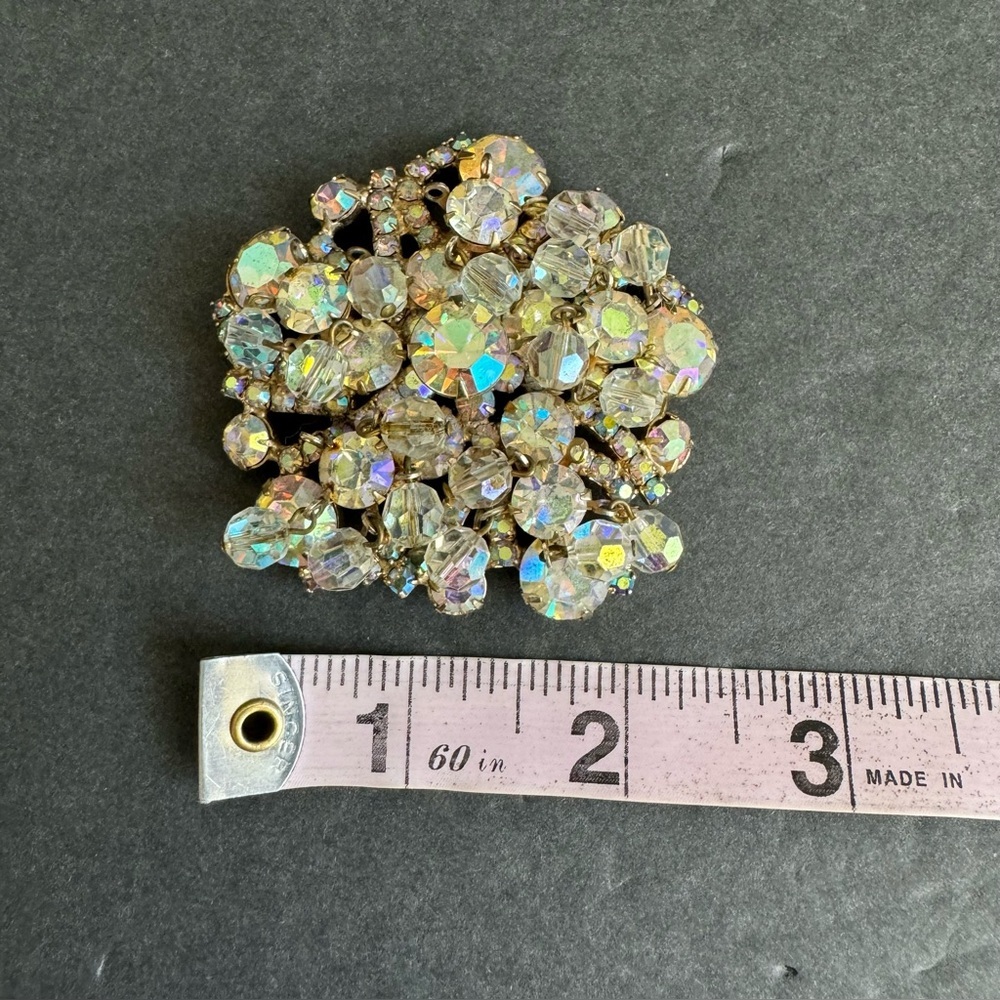 Vintage Juliana Cha Cha Brooch Aurora Borealis Crystal Rhinestone Pin Iridescent - Picture 11 of 12